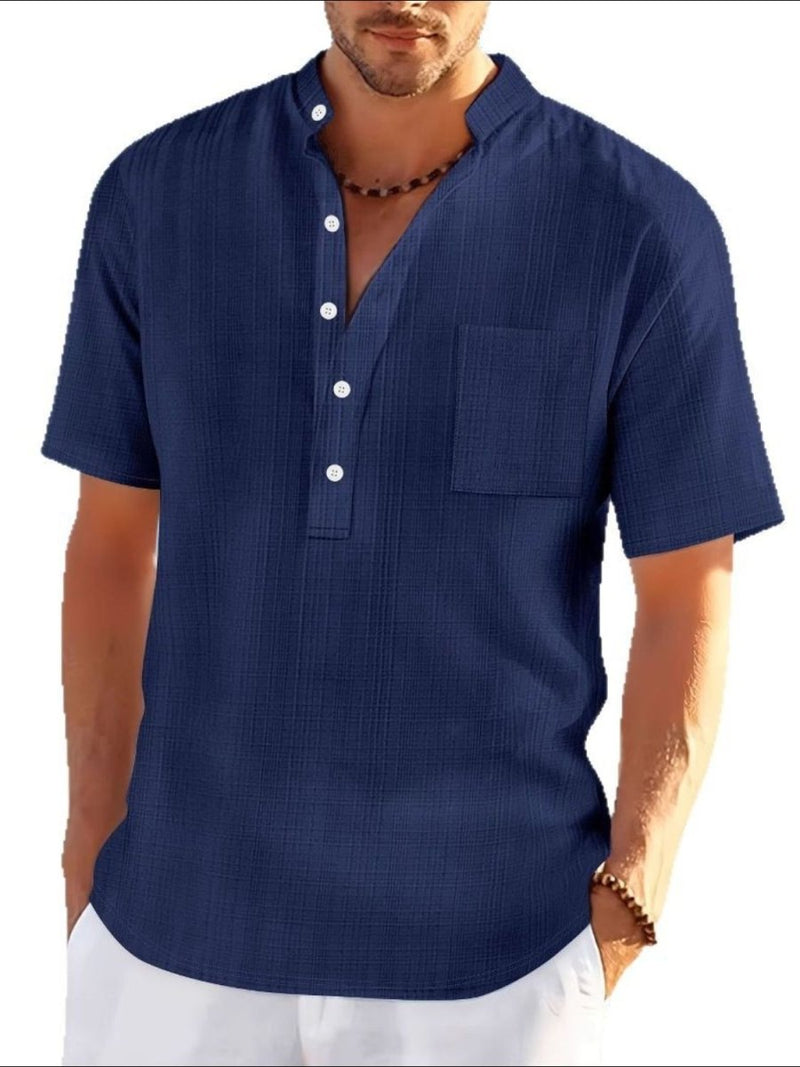 Men's Full Size Half Button Short Sleeve Polo Plus Size - Diverse Creations & CompanyPolo Button ShirtNavy