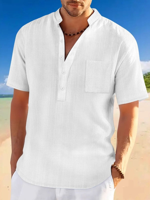 Men's Full Size Half Button Short Sleeve Polo Plus Size - Diverse Creations & CompanyPolo Button ShirtWhite
