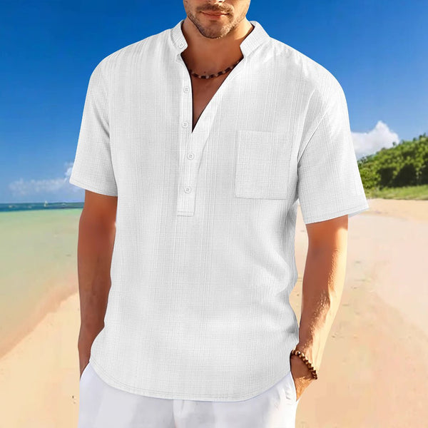 Men's Full Size Half Button Short Sleeve Polo Plus Size - Diverse Creations & CompanyPolo Button ShirtWhite