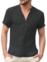 Men's Full Size Half Button Short Sleeve Polo - Diverse Creations & CompanyPolo shirtBlack