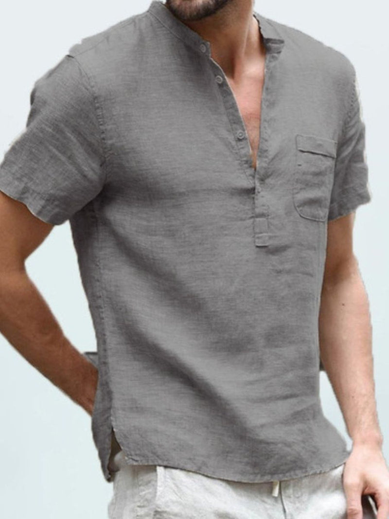 Men's Full Size Half Button Short Sleeve Polo - Diverse Creations & CompanyPolo shirtGray
