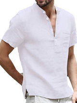 Men's Full Size Half Button Short Sleeve Polo - Diverse Creations & CompanyPolo shirtIvory