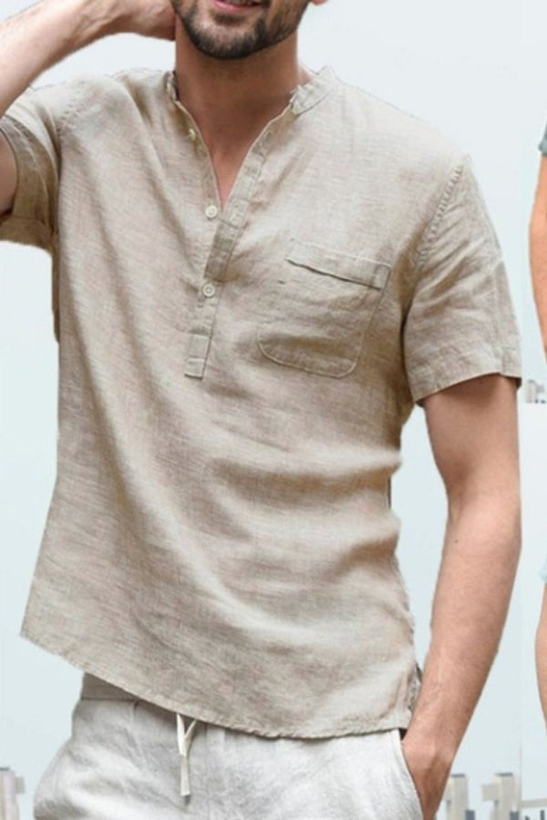 Men's Full Size Half Button Short Sleeve Polo - Diverse Creations & CompanyPolo shirtKhaki