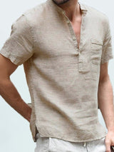 Men's Full Size Half Button Short Sleeve Polo - Diverse Creations & CompanyPolo shirtKhaki
