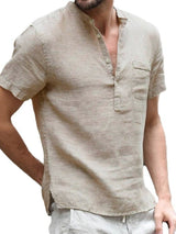 Men's Full Size Half Button Short Sleeve Polo - Diverse Creations & CompanyPolo shirtKhaki