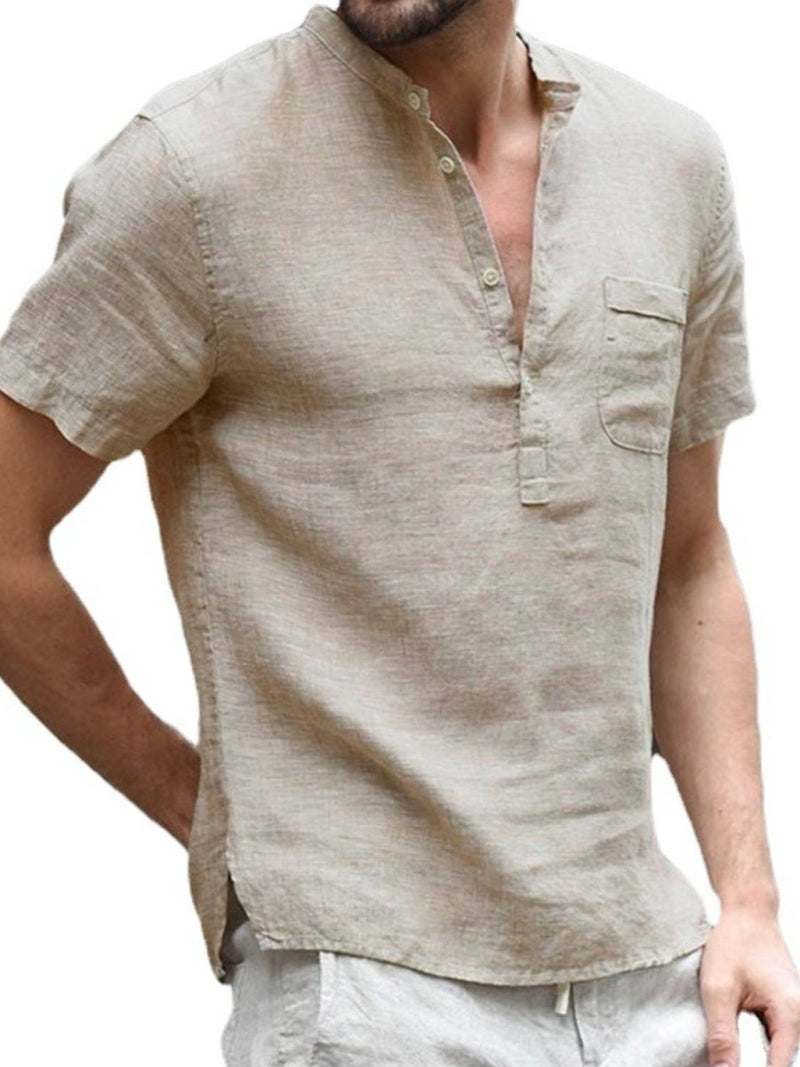 Men's Full Size Half Button Short Sleeve Polo - Diverse Creations & CompanyPolo shirtKhaki