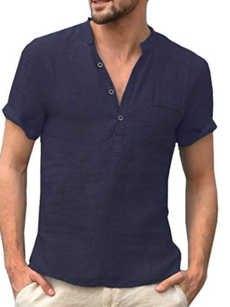 Men's Full Size Half Button Short Sleeve Polo - Diverse Creations & CompanyPolo shirtNavy