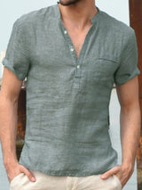 Men's Full Size Half Button Short Sleeve Polo - Diverse Creations & CompanyPolo shirtSage