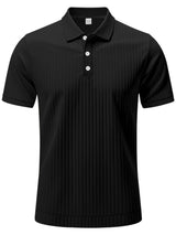 Men's Full Size Ribbed Short Sleeve Polo - Diverse Creations & CompanyPolo shirtBlack