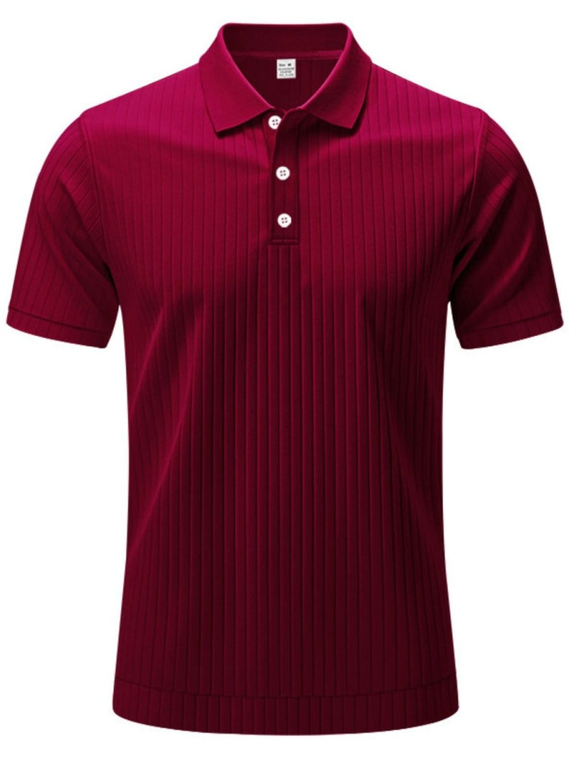 Men's Full Size Ribbed Short Sleeve Polo - Diverse Creations & CompanyPolo shirtBurgundy