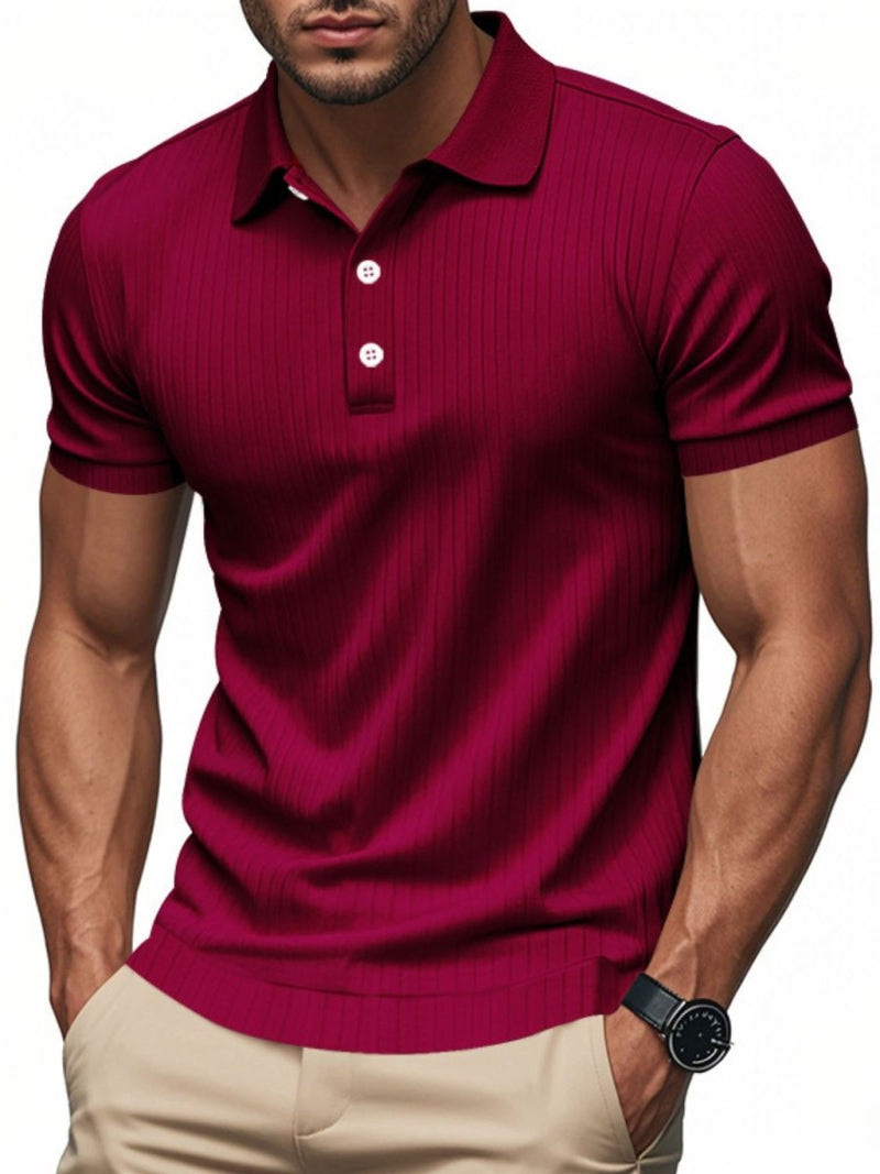 Men's Full Size Ribbed Short Sleeve Polo - Diverse Creations & CompanyPolo shirtBurgundy