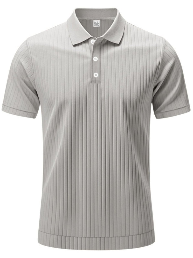 Men's Full Size Ribbed Short Sleeve Polo - Diverse Creations & CompanyPolo shirtGray
