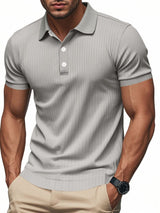 Men's Full Size Ribbed Short Sleeve Polo - Diverse Creations & CompanyPolo shirtGray