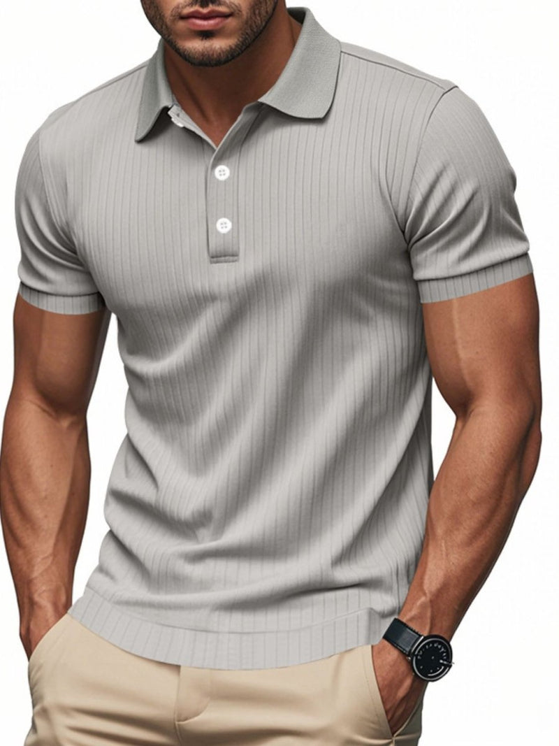 Men's Full Size Ribbed Short Sleeve Polo - Diverse Creations & CompanyPolo shirtGray