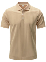 Men's Full Size Ribbed Short Sleeve Polo - Diverse Creations & CompanyPolo shirtKhaki