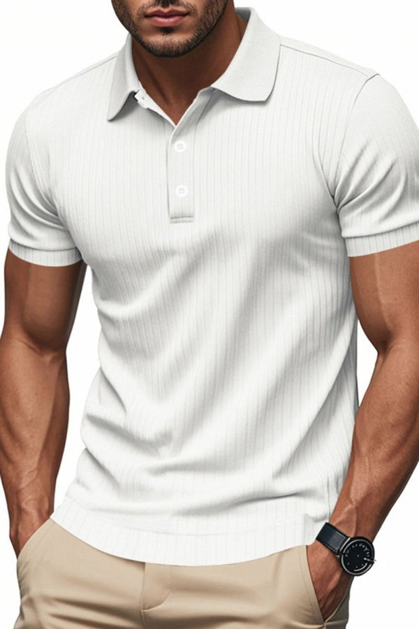 Men's Full Size Ribbed Short Sleeve Polo - Diverse Creations & CompanyPolo shirtWhite