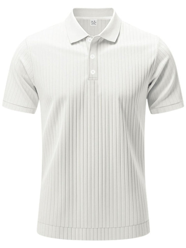 Men's Full Size Ribbed Short Sleeve Polo - Diverse Creations & CompanyPolo shirtWhite