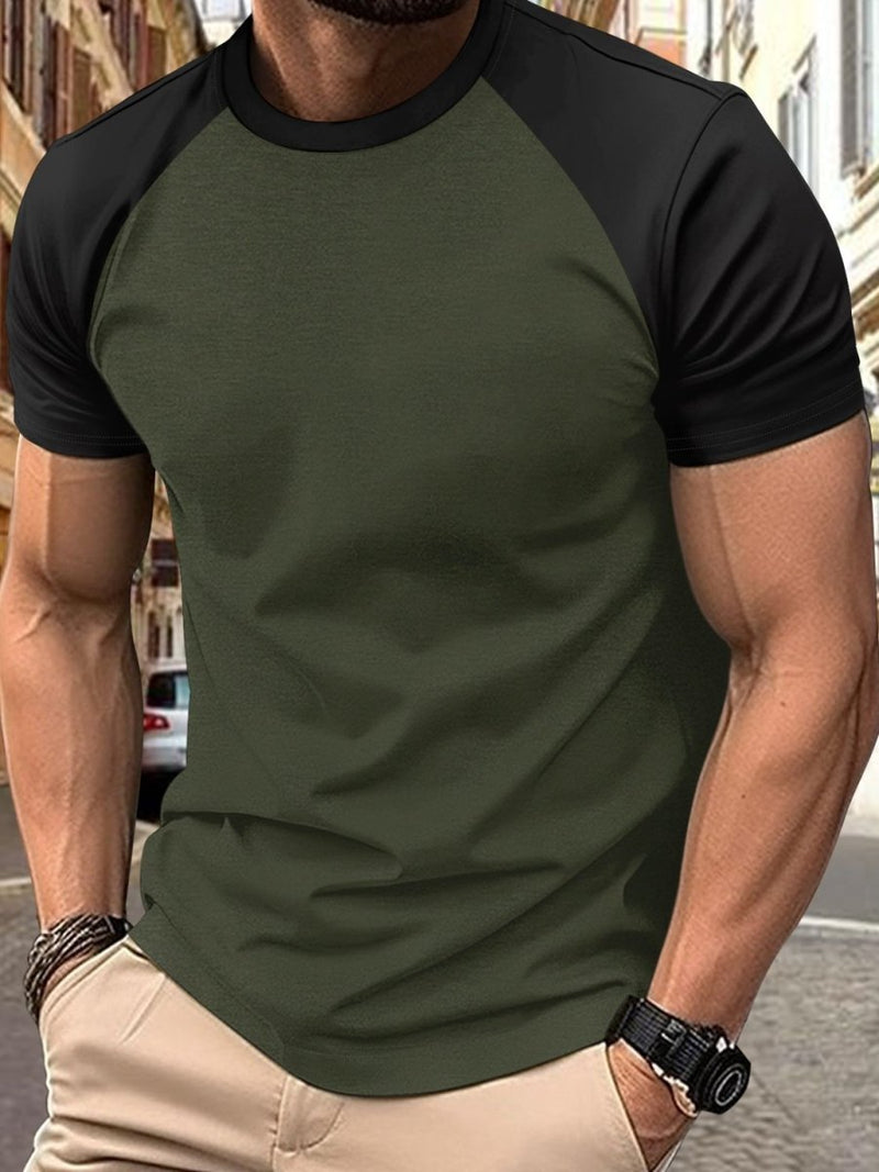 Men's Full Size Round Neck Contrast T-Shirt - Diverse Creations & CompanyMen's T ShirtBlack Forest