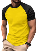Men's Full Size Round Neck Contrast T-Shirt - Diverse Creations & CompanyMen's T ShirtGold
