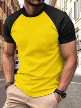 Men's Full Size Round Neck Contrast T-Shirt - Diverse Creations & CompanyMen's T ShirtGold