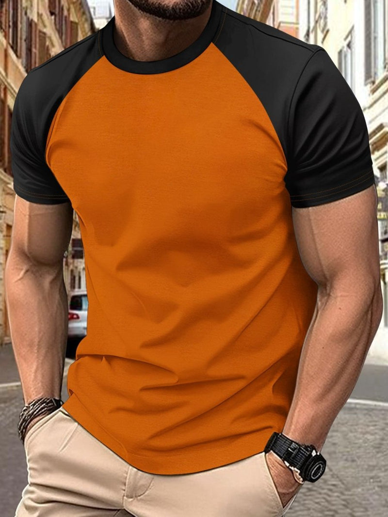 Men's Full Size Round Neck Contrast T-Shirt - Diverse Creations & CompanyMen's T ShirtTerracotta