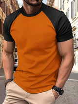 Men's Full Size Round Neck Contrast T-Shirt - Diverse Creations & CompanyMen's T ShirtTerracotta