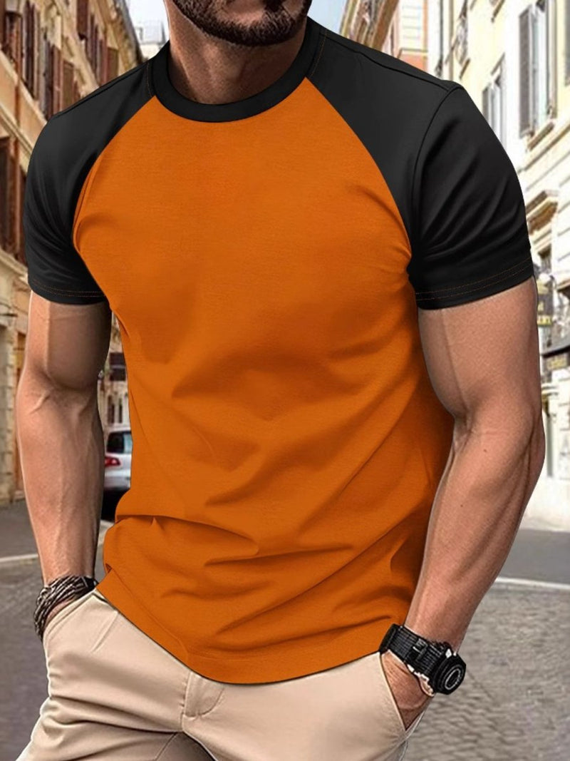 Men's Full Size Round Neck Contrast T-Shirt - Diverse Creations & CompanyMen's T ShirtTerracotta