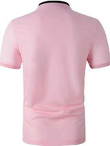 Men's Full Size Stand Collar Contrast Short Sleeve Polo Plus Size - Diverse Creations & CompanyPolo shirtDusty Pink