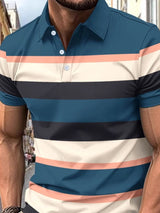 Men’s Full - Size Striped Polo Shirt | Classic Collared Short Sleeve Style - Diverse Creations & CompanyPolo shirtDeep Teal