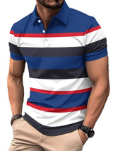 Men’s Full - Size Striped Polo Shirt | Classic Collared Short Sleeve Style - Diverse Creations & CompanyPolo shirtNavy
