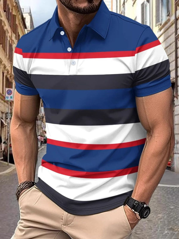 Men’s Full - Size Striped Polo Shirt | Classic Collared Short Sleeve Style - Diverse Creations & CompanyPolo shirtNavy