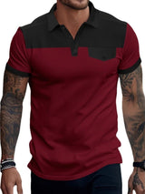 Men's Full - Size Waffle - Knit Collared Contrast Polo Plus Size - Diverse Creations & CompanyPolo shirtBurgundy