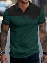 Men's Full - Size Waffle - Knit Collared Contrast Polo Plus Size - Diverse Creations & CompanyPolo shirtDark Green