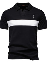 Men's Giraffe Embroidered Collared Neck Contrast Polo - Diverse Creations & CompanyPolo shirtBlack