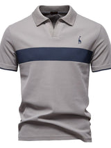 Men's Giraffe Embroidered Collared Neck Contrast Polo - Diverse Creations & CompanyPolo shirtGray