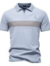 Men's Giraffe Embroidered Collared Neck Contrast Polo - Diverse Creations & CompanyPolo shirtLight Blue
