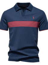 Men's Giraffe Embroidered Collared Neck Contrast Polo - Diverse Creations & CompanyPolo shirtNavy