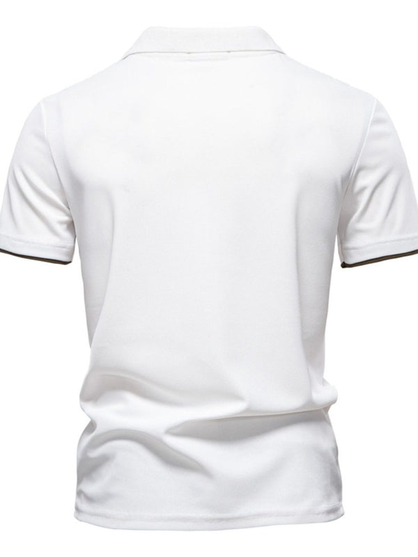 Men's Giraffe Embroidered Collared Neck Contrast Polo - Diverse Creations & CompanyPolo shirtWhite