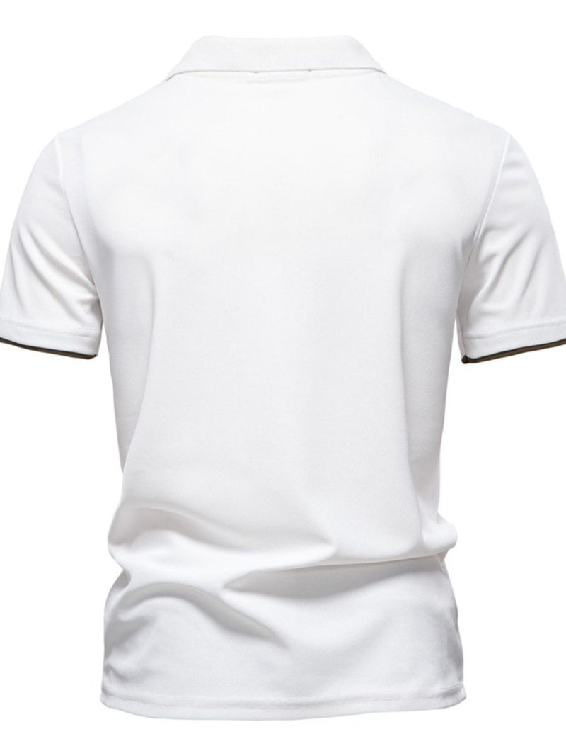 Men's Giraffe Embroidered Collared Neck Contrast Polo - Diverse Creations & CompanyPolo shirtWhite