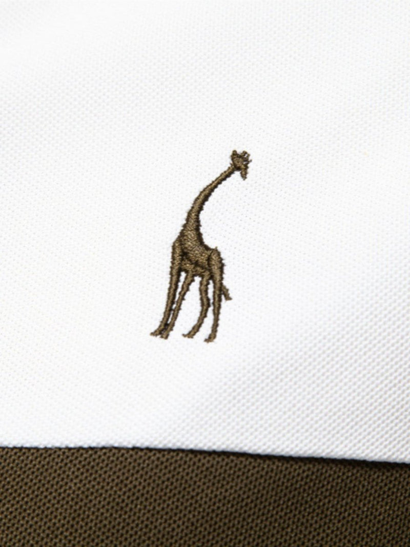 Men's Giraffe Embroidered Collared Neck Contrast Polo - Diverse Creations & CompanyPolo shirtWhite