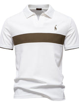 Men's Giraffe Embroidered Collared Neck Contrast Polo - Diverse Creations & CompanyPolo shirtWhite