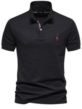 Men's Giraffe Embroidered Short Sleeve Polo - Diverse Creations & CompanyPolo shirtBlack