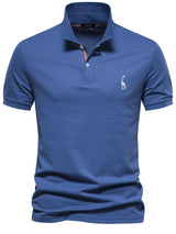 Men's Giraffe Embroidered Short Sleeve Polo - Diverse Creations & CompanyPolo shirtBlue