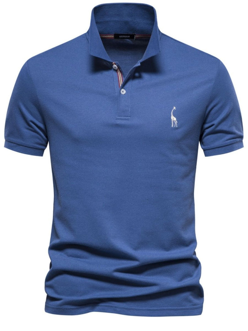 Men's Giraffe Embroidered Short Sleeve Polo - Diverse Creations & CompanyPolo shirtBlue
