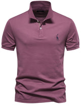 Men's Giraffe Embroidered Short Sleeve Polo - Diverse Creations & CompanyPolo shirtDeep Purple