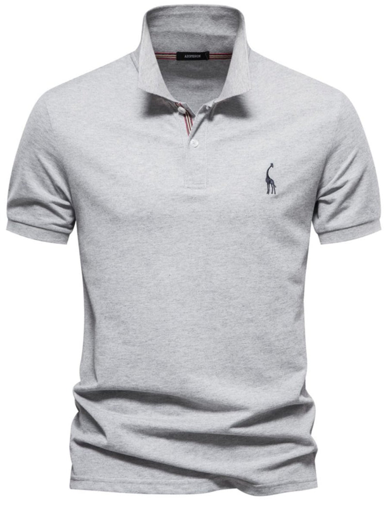 Men's Giraffe Embroidered Short Sleeve Polo - Diverse Creations & CompanyPolo shirtGray