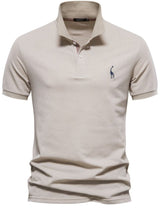 Men's Giraffe Embroidered Short Sleeve Polo - Diverse Creations & CompanyPolo shirtKhaki