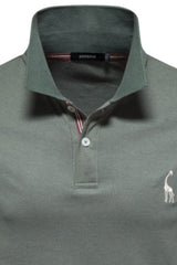 Men's Giraffe Embroidered Short Sleeve Polo - Diverse Creations & CompanyPolo shirtMoss