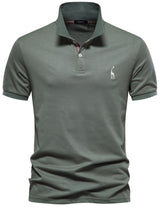 Men's Giraffe Embroidered Short Sleeve Polo - Diverse Creations & CompanyPolo shirtMoss