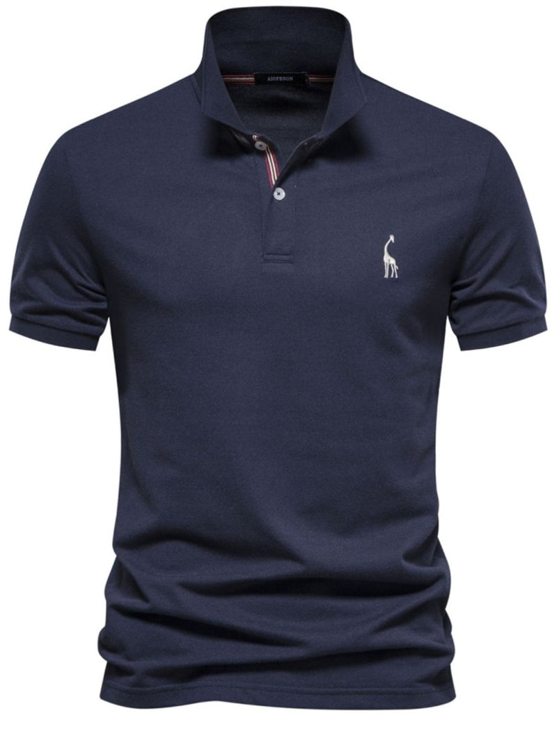 Men's Giraffe Embroidered Short Sleeve Polo - Diverse Creations & CompanyPolo shirtNavy